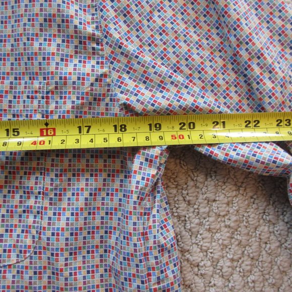 Haupt Men's Shirt Multicolored Squares Size L Large 16.5 Cotton - Picture 9 of 14